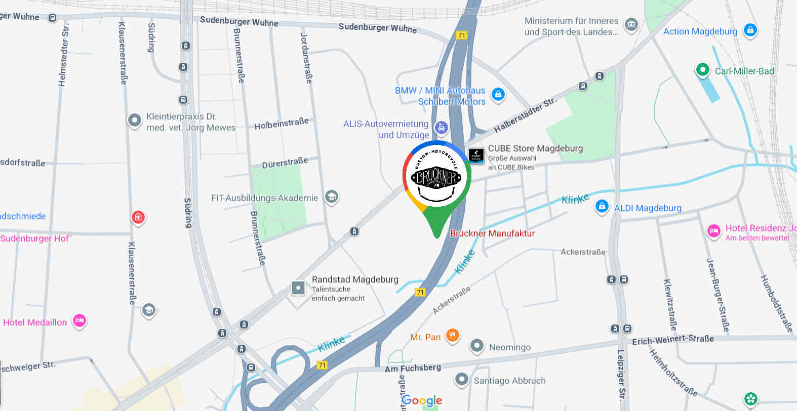 Google Maps Eintrag - Brückner Manufaktur Magdeburg